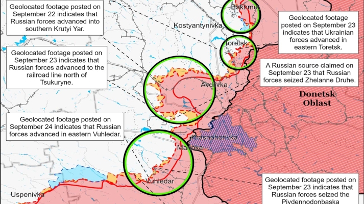 ISW: Наступи росіян під Вугледаром і Покровськом мають на меті розтягнути українські сили 