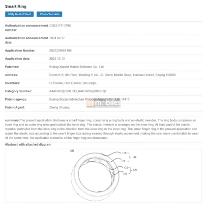 
Конкурент Galaxy Ring: Xiaomi працює над смарткільцем, яке автоматично підлаштується під розмір пальця 